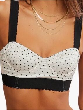 Free People Polka Dot Bustier Bralette in White and Black large